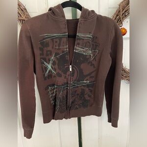 APX Full Zip Hoodie Brown Juniors Size Small